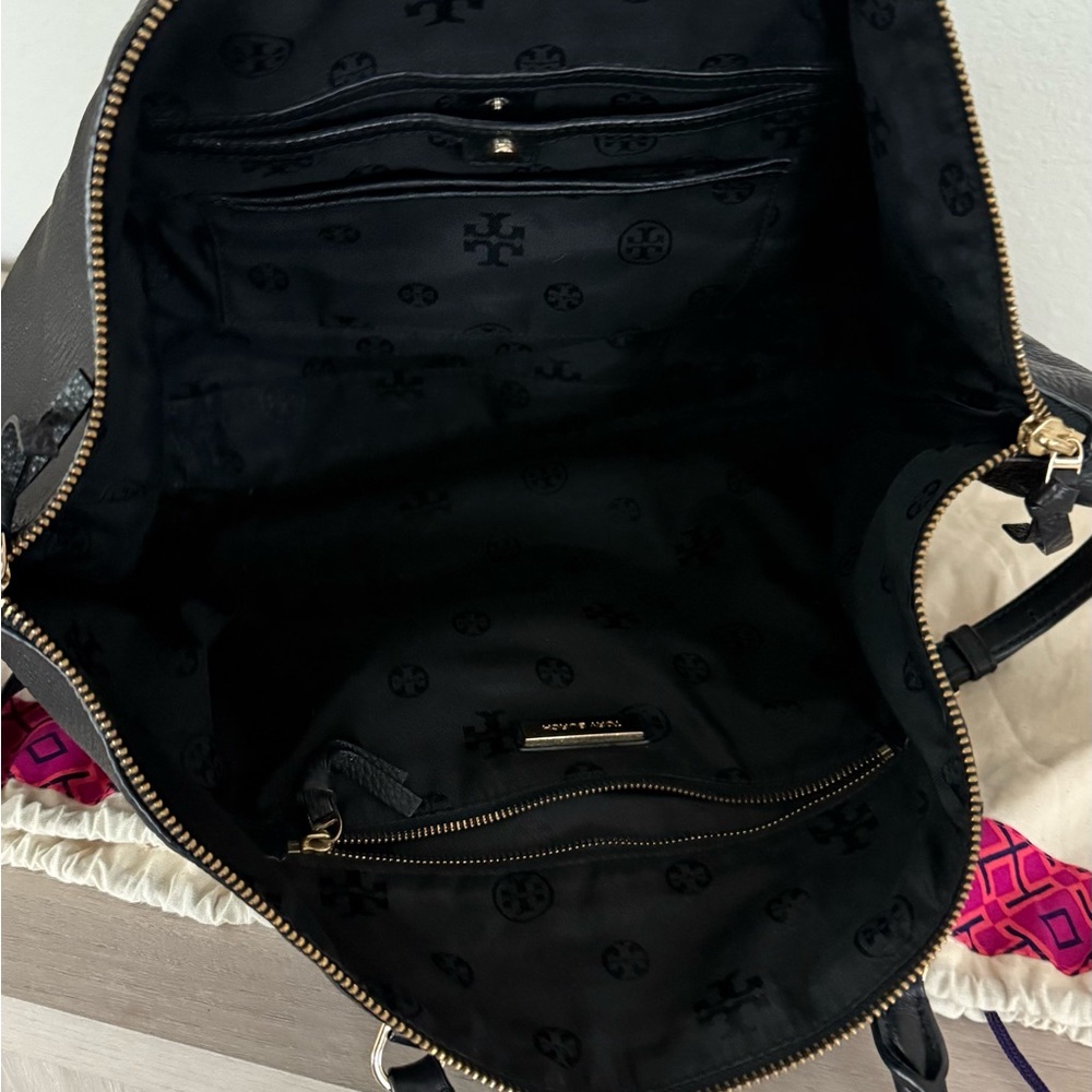 Tory Burch Black Satchel with Gold Accents - Picture 3 of 6